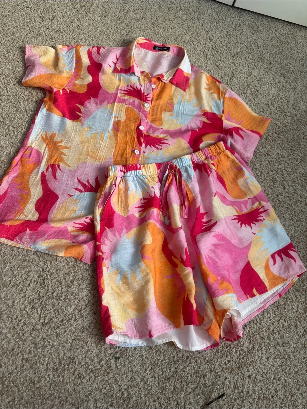 PRETTYGARDEN 2 piece set for Women Summer Clothes 2026 Printed Button Down Shirt